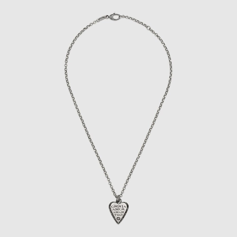 Gucci Sterling Silver Necklace with Engraved Heart - Picture 2 of 3